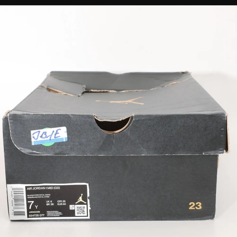 Nike Air Jordan 1 Mid Hyper Royal 555725-077 With Box, Mens Size 7